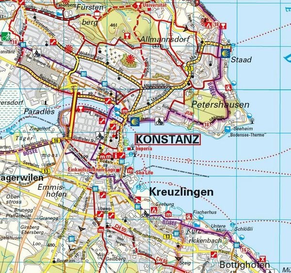 Produktbild: ADFC-Regionalkarte Bodensee, 1:50.000, reiß- und wetterfest, mit kostenlosem GPS-Download der Touren via BVA-website oder Karten-App