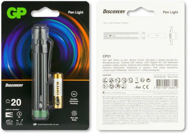 Produktbild: GP Discovery GPDISFLCP21BL812 GPDISFLCP21BL812 Penlight batteriebetrieben LED 11.5mm Schwarz