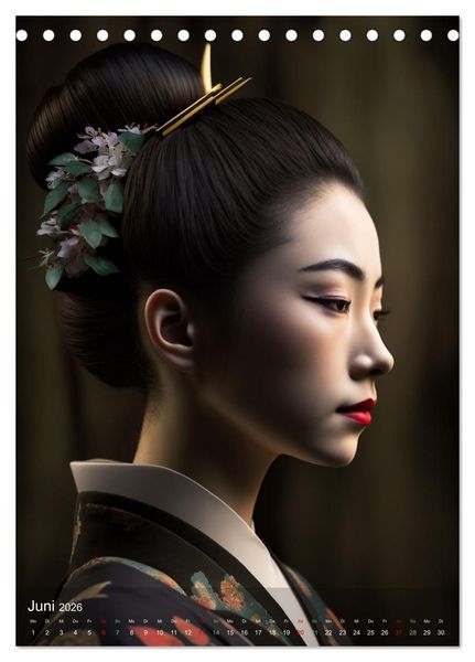 Produktbild: Wundersch&ouml;ne Portraits Japanischer Geishas (Tischkalender 2026 DIN A5 hoch), CALVENDO Monatskalender