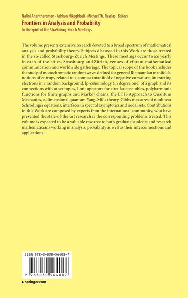 Produktbild: Frontiers in Analysis and Probability