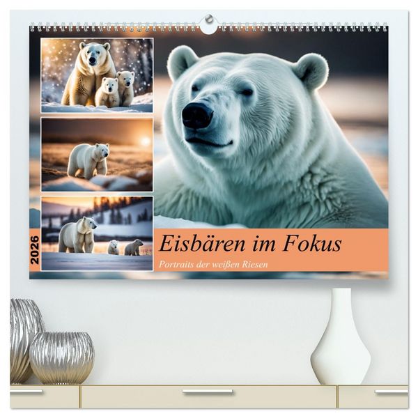 Produktbild: Eisb&auml;ren im Fokus (hochwertiger Premium Wandkalender 2026 DIN A2 quer), Kunstdruck in Hochglanz