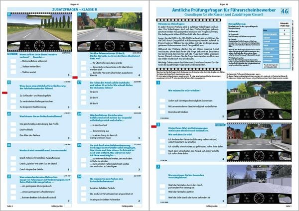 Produktbild: F&uuml;hrerschein Fragebogen Klasse B - Auto Theoriepr&uuml;fung original amtlicher Fragenkatalog auf 71 B&ouml;gen