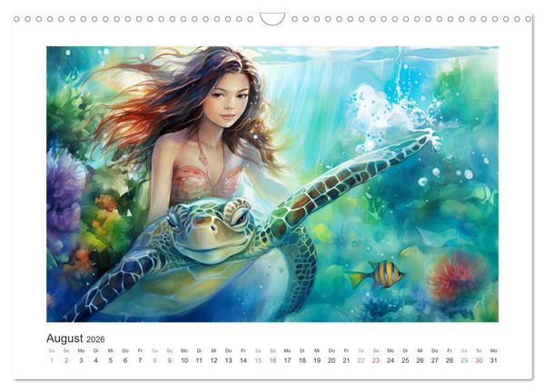 Produktbild: Liebliche Meerjungfrauen (Wandkalender 2026 DIN A3 quer), CALVENDO Monatskalender