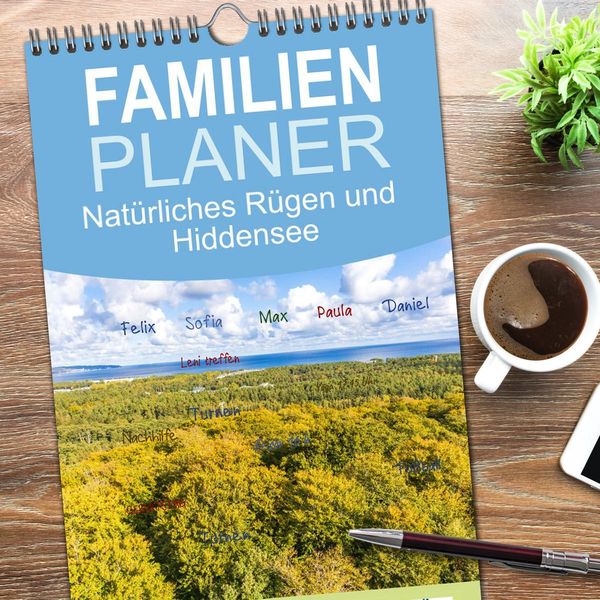 Produktbild: Familienplaner 2026 - Nat&uuml;rliches R&uuml;gen und Hiddensee mit 5 Spalten (Wandkalender, 21 x 45 cm) CALVENDO