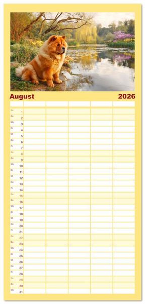 Produktbild: Familienplaner 2026 - Chow Chow Momente. Fellpoesie aus dem Reich der Mitte mit 5 Spalten (Wandkalender, 21 x 45 cm) CALVENDO