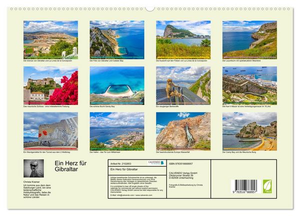 Produktbild: Ein Herz f&uuml;r Gibraltar (hochwertiger Premium Wandkalender 2026 DIN A2 quer), Kunstdruck in Hochglanz