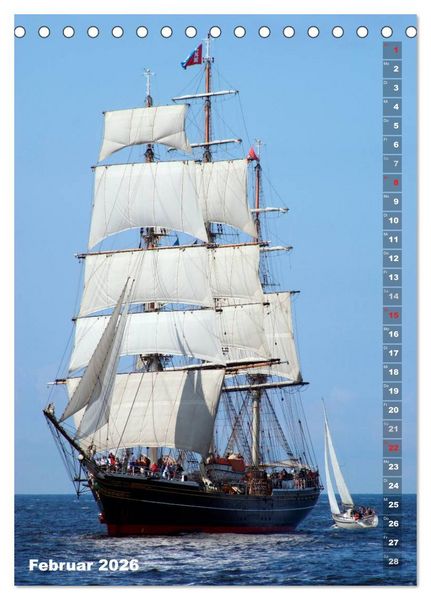 Produktbild: Segelromantik - Gro&szlig;segler auf der Ostsee (Tischkalender 2026 DIN A5 hoch), CALVENDO Monatskalender