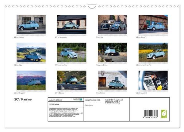 Produktbild: 2CV Pauline (Wandkalender 2027 DIN A3 quer), CALVENDO Monatskalender