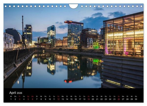 Produktbild: D&uuml;sseldorf - Ansichten am Abend (Wandkalender 2026 DIN A4 quer), CALVENDO Monatskalender