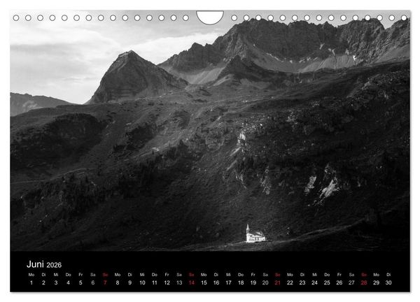 Produktbild: BERGE IN SCHWARZ WEISS (Wandkalender 2026 DIN A4 quer), CALVENDO Monatskalender