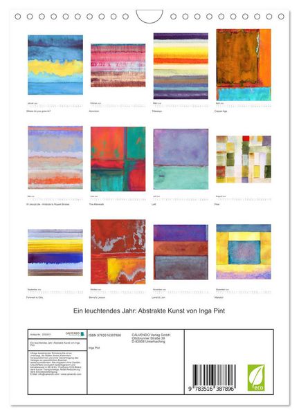 Produktbild: Ein leuchtendes Jahr: Abstrakte Kunst von Inga Pint (Wandkalender 2026 DIN A4 hoch), CALVENDO Monatskalender