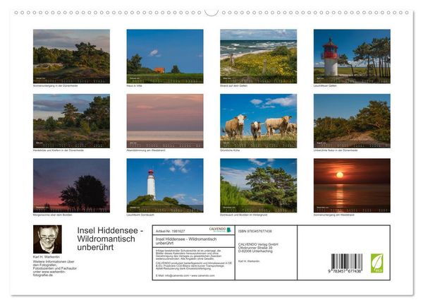 Produktbild: Insel Hiddensee - Wildromantisch unber&uuml;hrt (hochwertiger Premium Wandkalender 2026 DIN A2 quer), Kunstdruck in Hochglanz