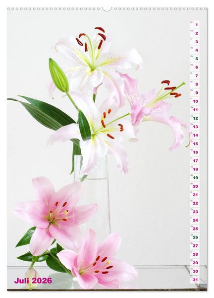 Produktbild: Lilien-Eleganz (hochwertiger Premium Wandkalender 2026 DIN A2 hoch), Kunstdruck in Hochglanz