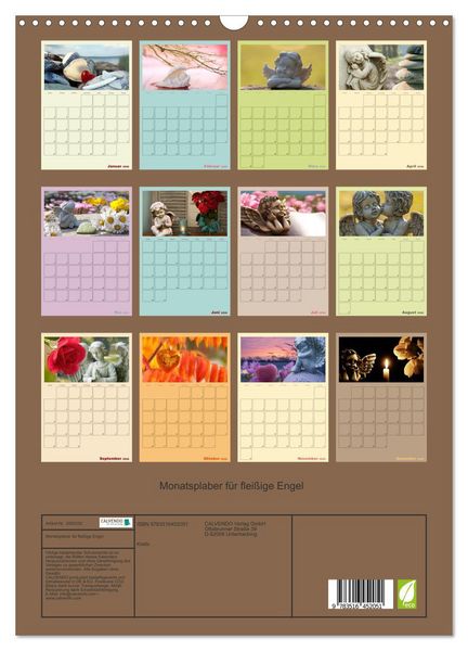 Produktbild: Monatsplaber f&uuml;r flei&szlig;ige Engel (Wandkalender 2026 DIN A3 hoch), CALVENDO Monatskalender