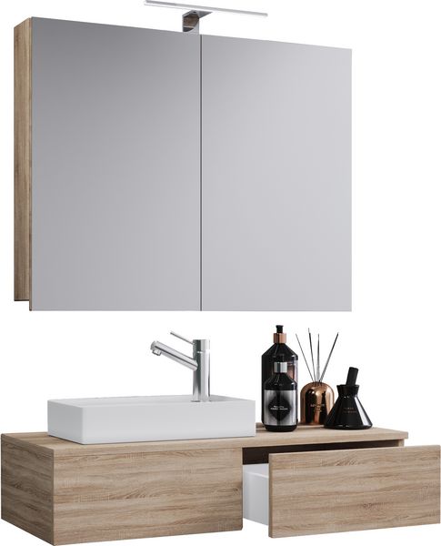 Produktbild: 3-tlg G&auml;ste WC Waschplatz Waschtisch Gudas Schrank
