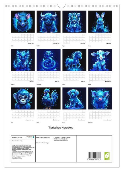 Produktbild: Tierisches Horoskop (Wandkalender 2026 DIN A3 hoch), CALVENDO Monatskalender