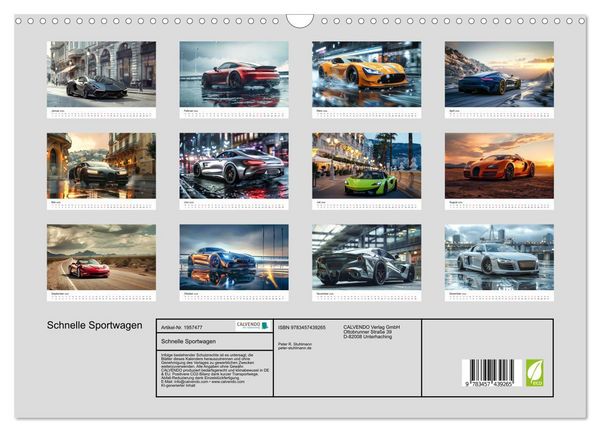 Produktbild: Schnelle Sportwagen (Wandkalender 2026 DIN A3 quer), CALVENDO Monatskalender