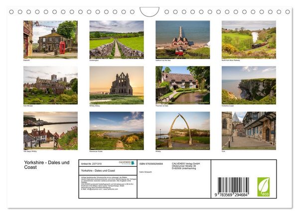 Produktbild: Yorkshire - Dales und Coast (Wandkalender 2027 DIN A4 quer), CALVENDO Monatskalender