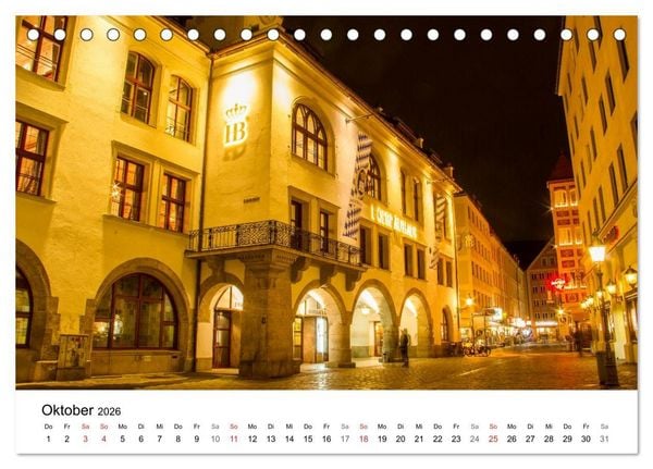 Produktbild: Nachts in M&uuml;nchen (Tischkalender 2026 DIN A5 quer), CALVENDO Monatskalender