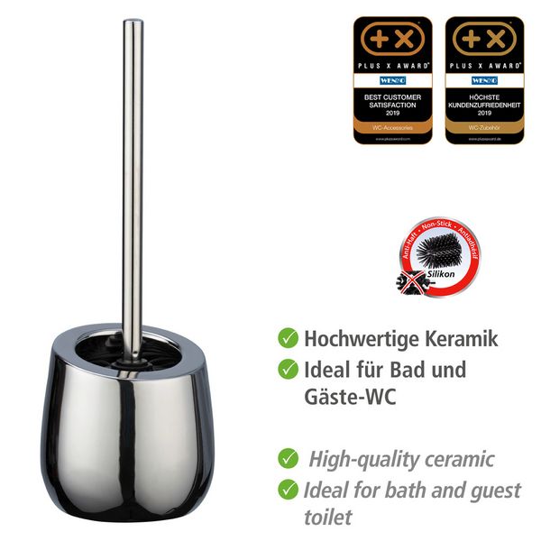 Produktbild: WC-Garnitur Mod. Badi Chrom Keramik, mit Silikon-B&uuml;rstenkopf