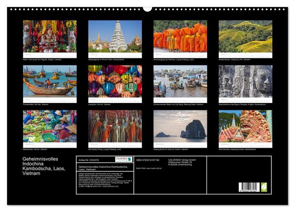 Produktbild: Geheimnisvolles Indochina Kambodscha, Laos, Vietnam (Wandkalender 2026 DIN A2 quer), CALVENDO Monatskalender