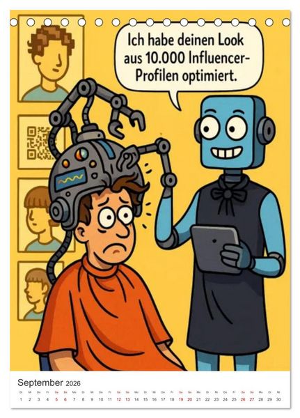 Produktbild: Robo-Champs: Witz trifft auf Chip (Tischkalender 2026 DIN A5 hoch), CALVENDO Monatskalender