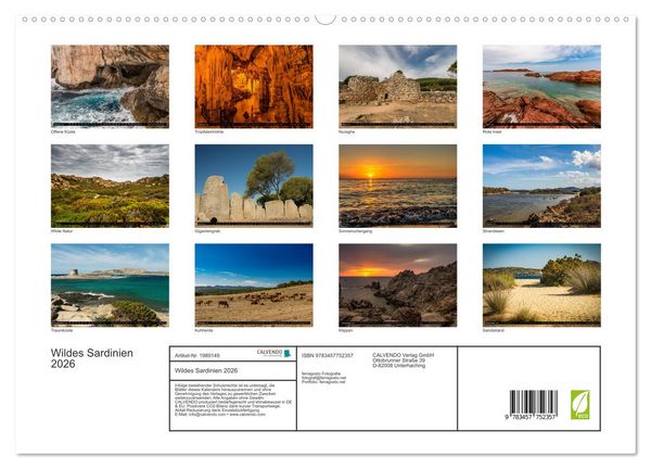 Produktbild: Wildes Sardinien 2026 (hochwertiger Premium Wandkalender 2026 DIN A2 quer), Kunstdruck in Hochglanz