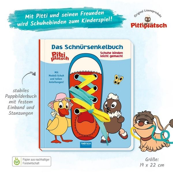 Produktbild: Tr&ouml;tsch Unser Sandm&auml;nnchen Das Schn&uuml;rsenkelbuch Pittiplatsch Schuhe binden leicht gemacht