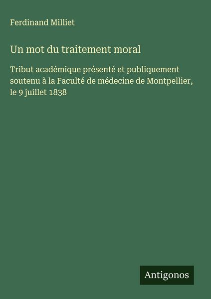 Produktbild: Un mot du traitement moral