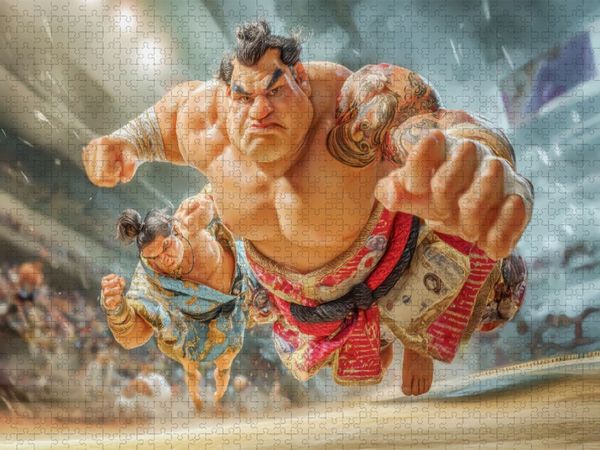 Produktbild: CALVENDO Puzzle Sumoringer Karikaturen | 1000 Teile Lege-Gr&ouml;&szlig;e 64x48cm Foto-Puzzle f&uuml;r gl&uuml;ckliche Stunden