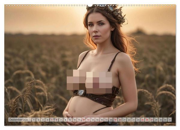 Produktbild: Steampunk Erotik - Schwangere Frauen (Wandkalender 2026 DIN A2 quer), CALVENDO Monatskalender