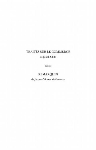 Produktbild: Traites sur le commerce, de josiah child