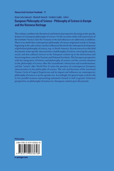 Produktbild: European Philosophy of Science - Philosophy of Science in Europe and the Viennese Heritage