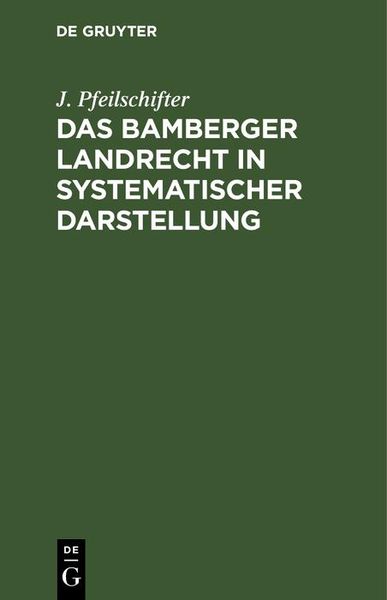 Produktbild: Das Bamberger Landrecht in systematischer Darstellung