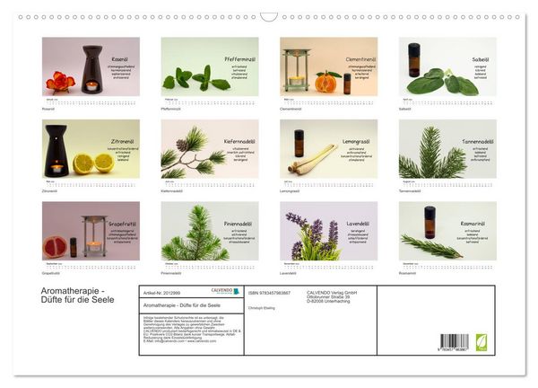 Produktbild: Aromatherapie - D&uuml;fte f&uuml;r die Seele (Wandkalender 2026 DIN A2 quer), CALVENDO Monatskalender