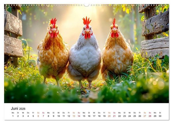 Produktbild: H&uuml;hner - gefiedert durchs Jahr (Wandkalender 2026 DIN A2 quer), CALVENDO Monatskalender