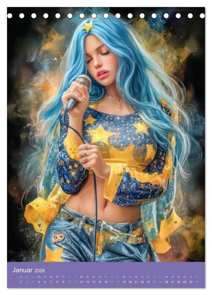 Produktbild: Popstars - Inspiriert vom Mangastil (Tischkalender 2026 DIN A5 hoch), CALVENDO Monatskalender
