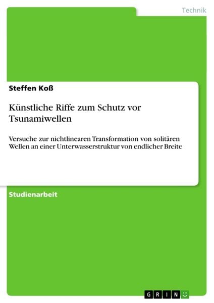 Künstliche Riffe zum Schutz vor Tsunamiwellen, Taschenbuch von Steffen Koss, GRIN, 9783640822416