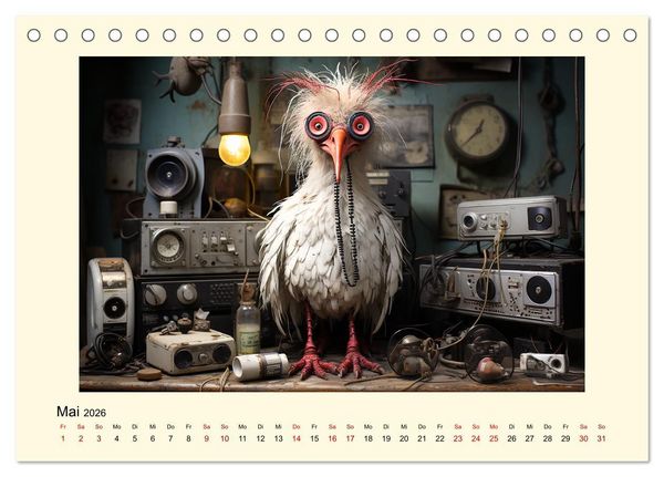 Produktbild: Verr&uuml;ckte H&uuml;hner (Tischkalender 2026 DIN A5 quer), CALVENDO Monatskalender