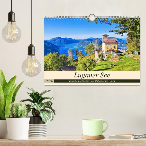 Produktbild: Luganer See - Zwischen Schweizer und Italienischen Alpen (Wandkalender 2026 DIN A4 quer), CALVENDO Monatskalender