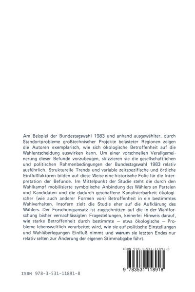 Produktbild: &Ouml;kologische Betroffenheit, Lebenswelt und Wahlentscheidung