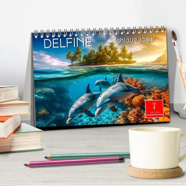 Produktbild: Delfine - schlaue J&auml;ger (Tischkalender 2026 DIN A5 quer), CALVENDO Monatskalender