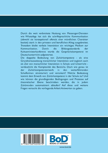Produktbild: Zuh&ouml;rkompetenz im schulischen Unterricht