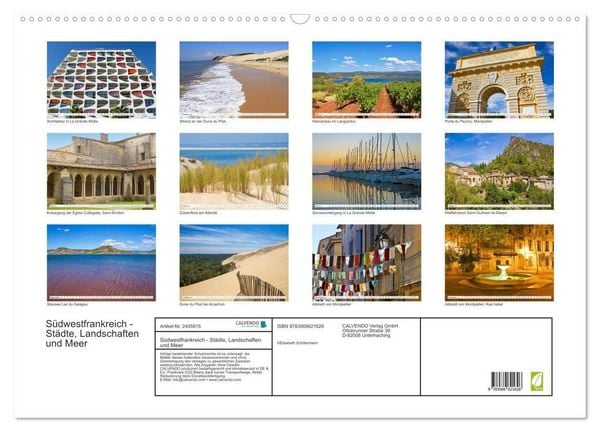 Produktbild: S&uuml;dwestfrankreich - St&auml;dte, Landschaften und Meer (Wandkalender 2027 DIN A2 quer), CALVENDO Monatskalender