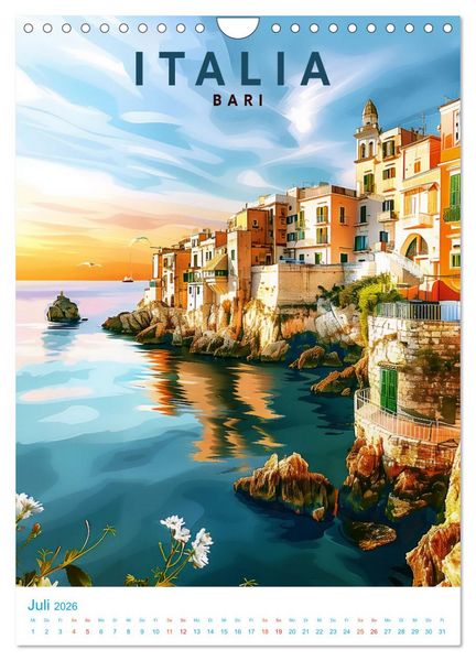 Produktbild: Italien - Old School Poster Style (Wandkalender 2026 DIN A4 hoch), CALVENDO Monatskalender