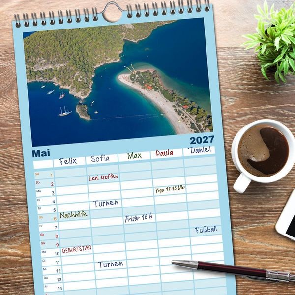 Produktbild: Familienplaner 2027 - Sommer an der T&uuml;rkischen &Auml;g&auml;is mit 5 Spalten (Wandkalender, 21 x 45 cm) CALVENDO