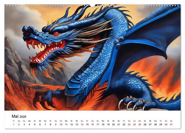 Produktbild: Drachen - Furchterregende und imposante Fabelwesen (hochwertiger Premium Wandkalender 2026 DIN A2 quer), Kunstdruck in Hochglanz