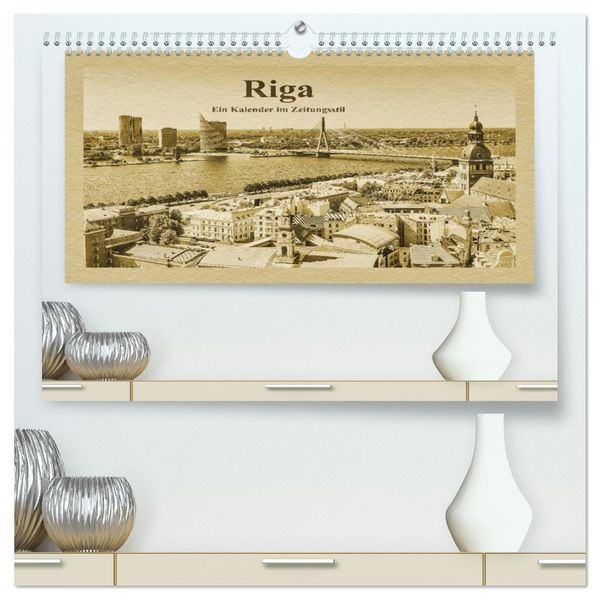 Produktbild: Riga &ndash; Ein Kalender im Zeitungsstil (hochwertiger Premium Wandkalender 2026 DIN A2 quer), Kunstdruck in Hochglanz