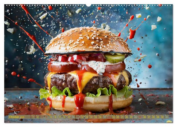 Produktbild: Unsere Burger Deluxe (Wandkalender 2026 DIN A2 quer), CALVENDO Monatskalender