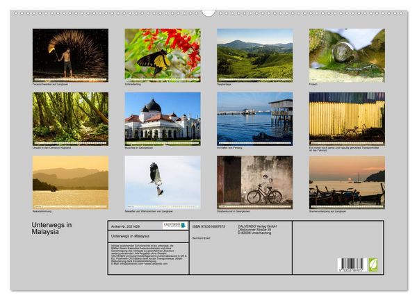 Produktbild: Unterwegs in Malaysia (Wandkalender 2026 DIN A2 quer), CALVENDO Monatskalender